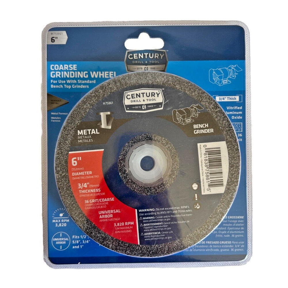 Century Drill & Tool Coarse Grinding Wheel 6 X 3/4" for Bench Grinders • 75861